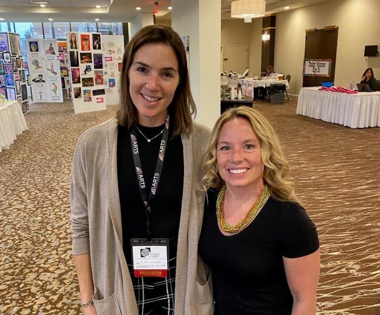 William Floyd School District Fine Arts chairperson Theresa Bianco (right) is pictured with William Floyd High School art teacher Erika Licausi at the 74th annual NYSATA conference held earlier this school year.